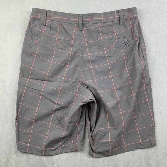 Lululemon Mens Shorts 32 Gray Pink Plaid Windowpane Chino Nylon Stretch 9" Golf - Picture 7 of 7